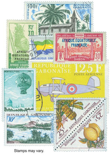 M8494 - Gabon, 100 Different Stamps - Mystic Stamp Company