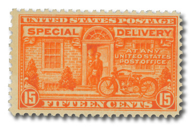 E13 - 1925 15c Special Delivery, Motorcycle Delivery, Deep Orange