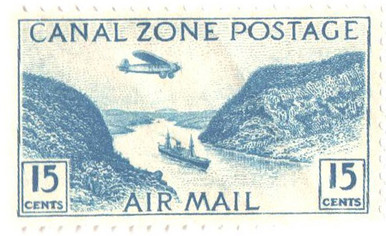 CZC10 - 1931 15c Canal Zone Airmail, Gaillard Cut, Blue - Mystic