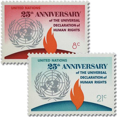 UN242-43 - 1973 Human Rights, 25th Anniversary - Mystic Stamp Company