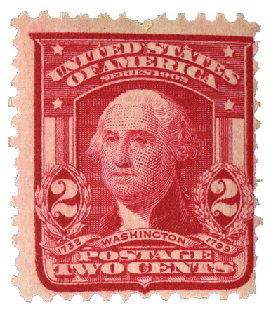 319Fk - 1908 2c Washington, Scarlet, Double Line Watermark, Type