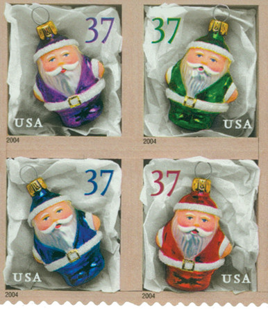 3890a - 2004 37c Contemporary Christmas: Santa Ornaments