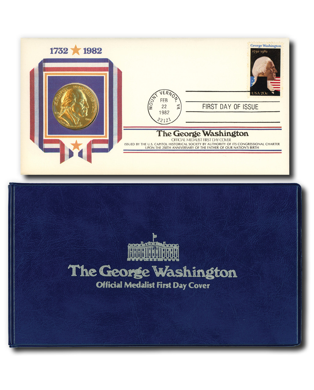 59051 - 1982 250th Birth Anniversary of Washington Official Medal First Day Cover with Album