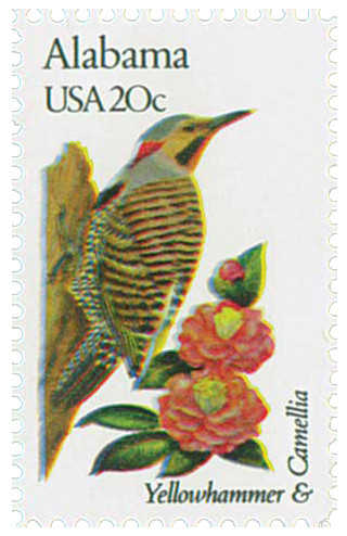 1953 - 1982 20c State Birds & Flowers: Alabama - Mystic Stamp Company