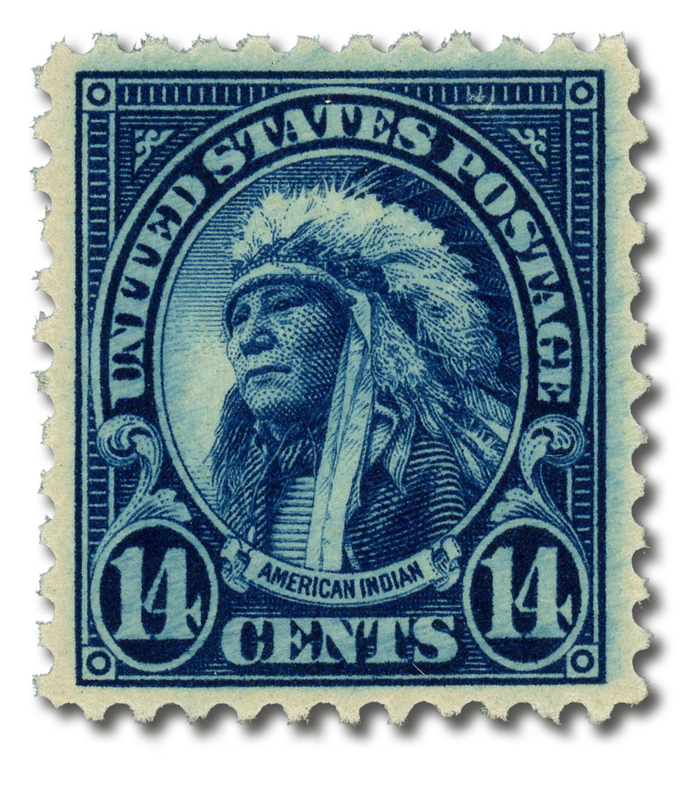 565 - 1923 14c American Indian, Deep Blue, Perf. 11