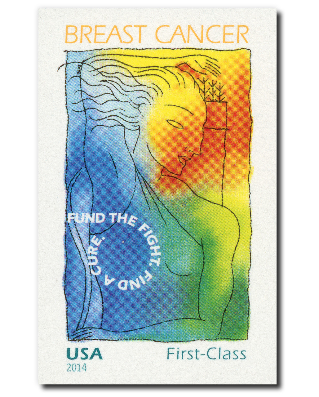 B5a - 2014 Non-Denominated, 49c & 11c Surtax Semipostal Imperforate - Breast Cancer Research