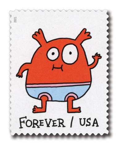 5639 - 2021 First-Class Forever Stamp - Message Monsters: Red