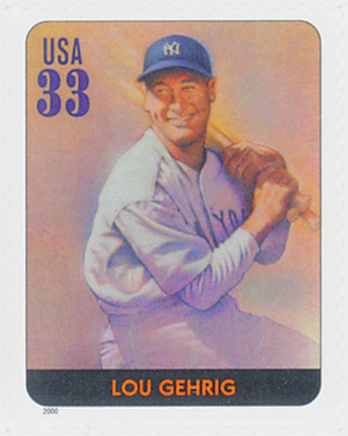 3408t - 2000 33c Legends of Baseball: Lou Gehrig - Mystic Stamp