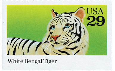2709 - 1992 29c Wild Animals: White Bengal Tiger - Mystic Stamp