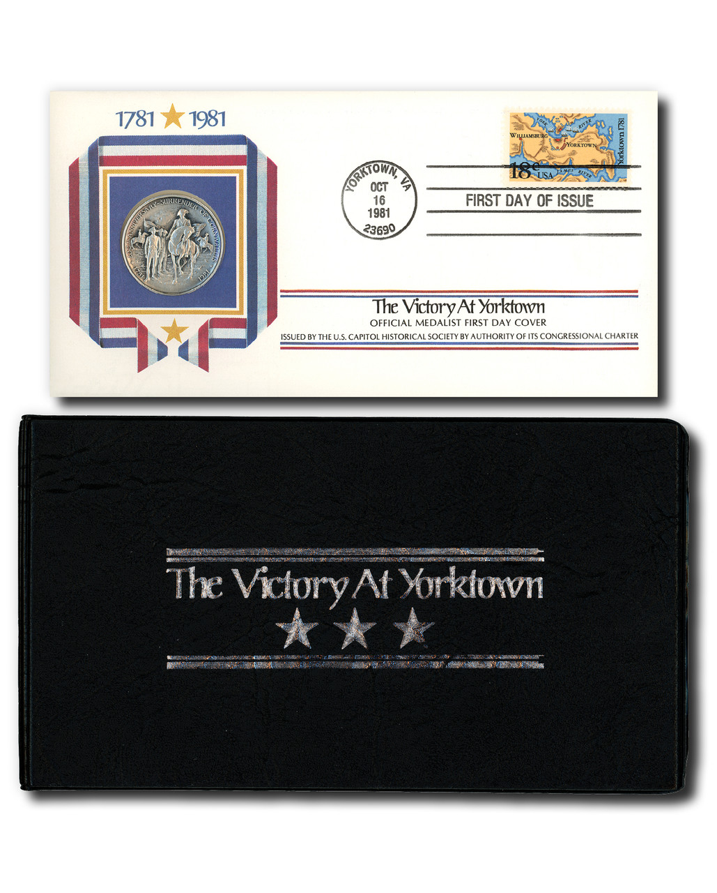 59045 - 1981 Bicentennial of Yorktown Official Medal First Day Cover with Album