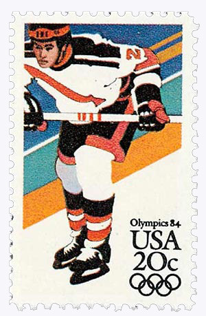 2070 - 1984 20c 14th Winter Olympic Games: Hockey - Mystic Stamp