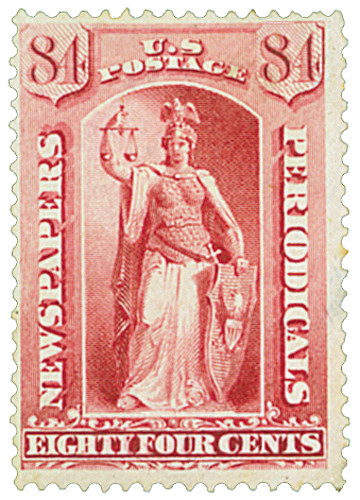 PR69 - 1879 84c Newspaper & Periodical Stamp, Red, Soft Paper