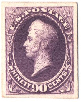 218P4 - 1883 90c Oliver H. Perry, Purple, Plate Proof on India Card