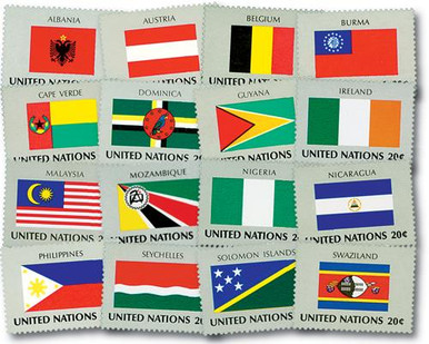 UN374-89 - 20c 1982 World Flags, 16 mint stamps - Mystic Stamp Company