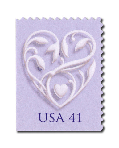 4151 - 2007 41c Wedding Series: Wedding Hearts, Purple - Mystic