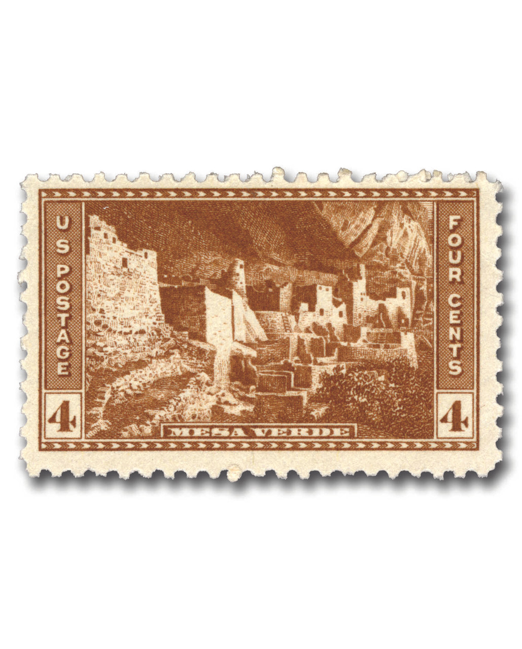 743 - 1934 4c Mesa Verde, Colorado, Brown, Perf. 11 - Mystic Stamp