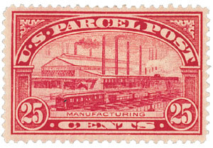 Q9 - 1913 25c Parcel Post Stamp - Manufacturing - Mystic Stamp Company