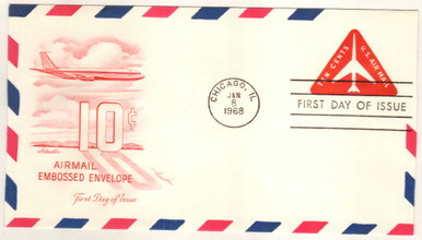 UC40 - 1968 10c Air Post Stamped Envelope, Jet Liner, Red - Mystic ...