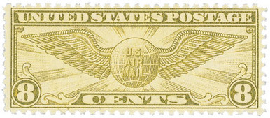 C17 - 1932 8c Winged Globe, Olive Bister - Mystic Stamp Company