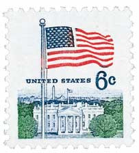 1338D - 1970 6c Flag & White House, Huck Press, Perf. 11x10 1/2