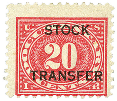 RD6 - 1918-22 20c Stock Transfer Stamp, Carmine Rose, Perf. 11 ...