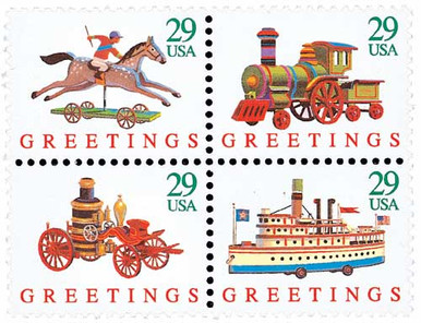 アメリカからやってきたサンタさん 2711-14 - 1992 29c Christmas Greetings - Mystic Stamp Company