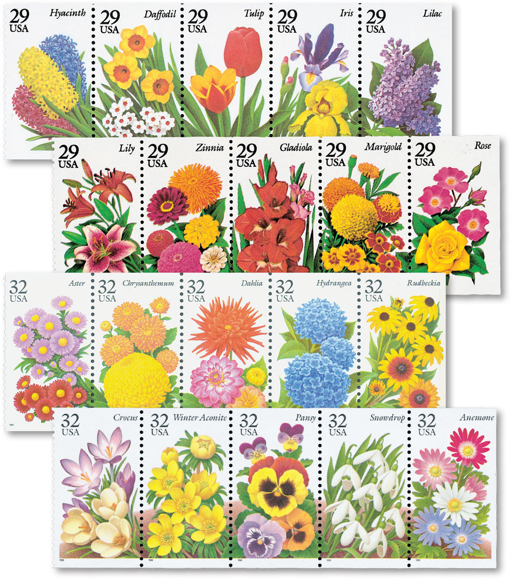 2760/3029 - 1993-96 Garden Flowers, Complete Set of 20 Stamps
