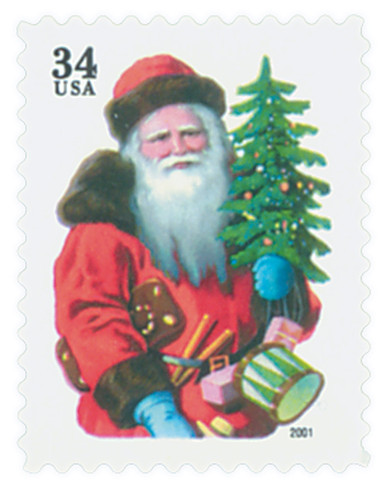 3539 - 2001 34c Santa Clause with Red Hat - Mystic Stamp Company