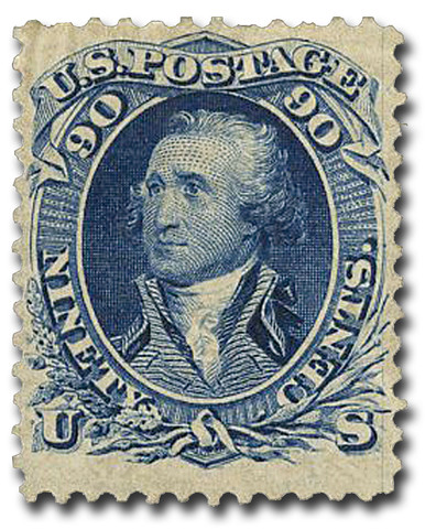 111 - 1875 90c Washington, Blue, Perf. 12 - Mystic Stamp Company
