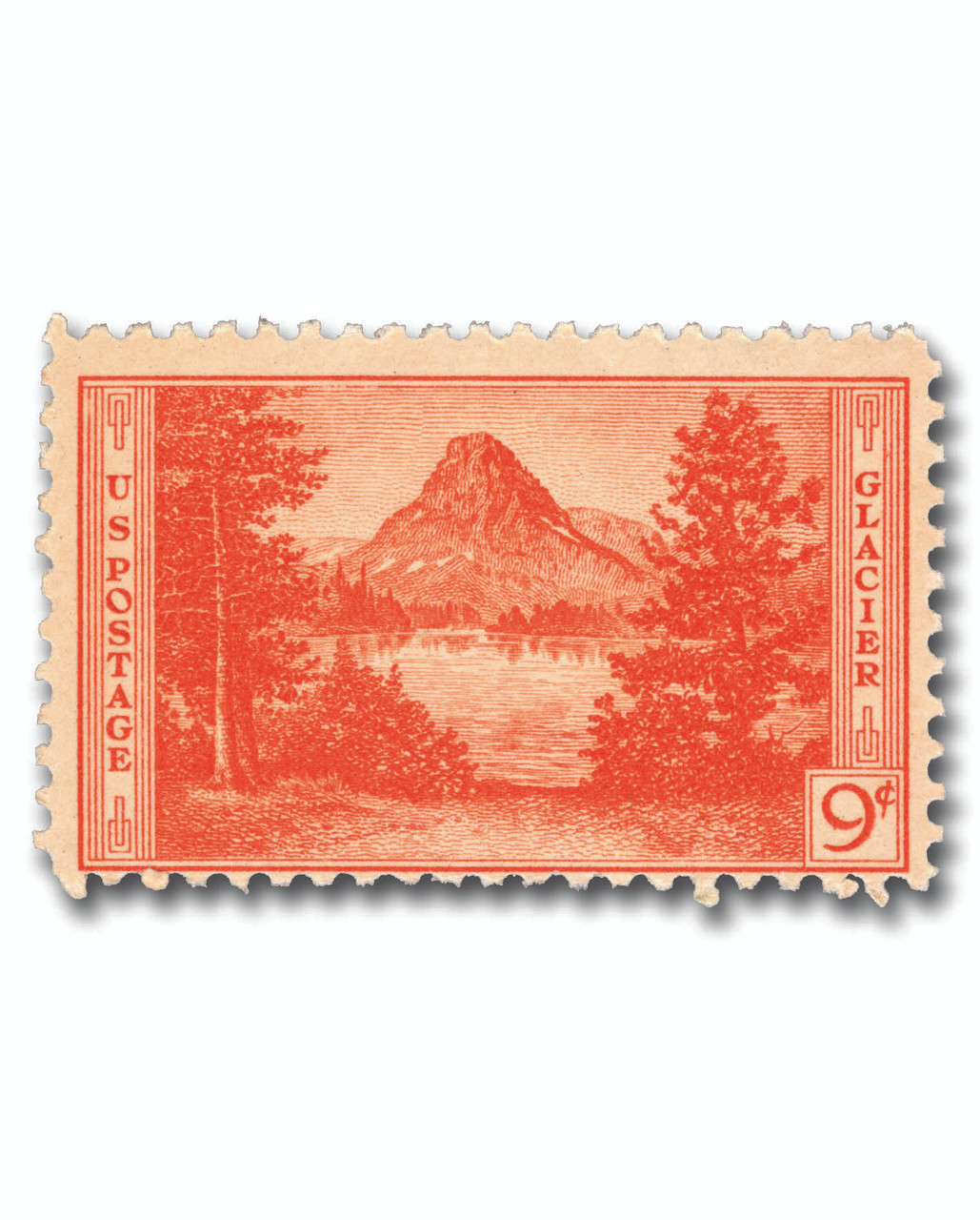 748 - 1934 9c Glacier National Park, Montana, Red Orange, Perf. 11