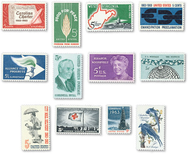 YS1963C - 1963 Complete Commemorative Year Set, 12 stamps - Mystic