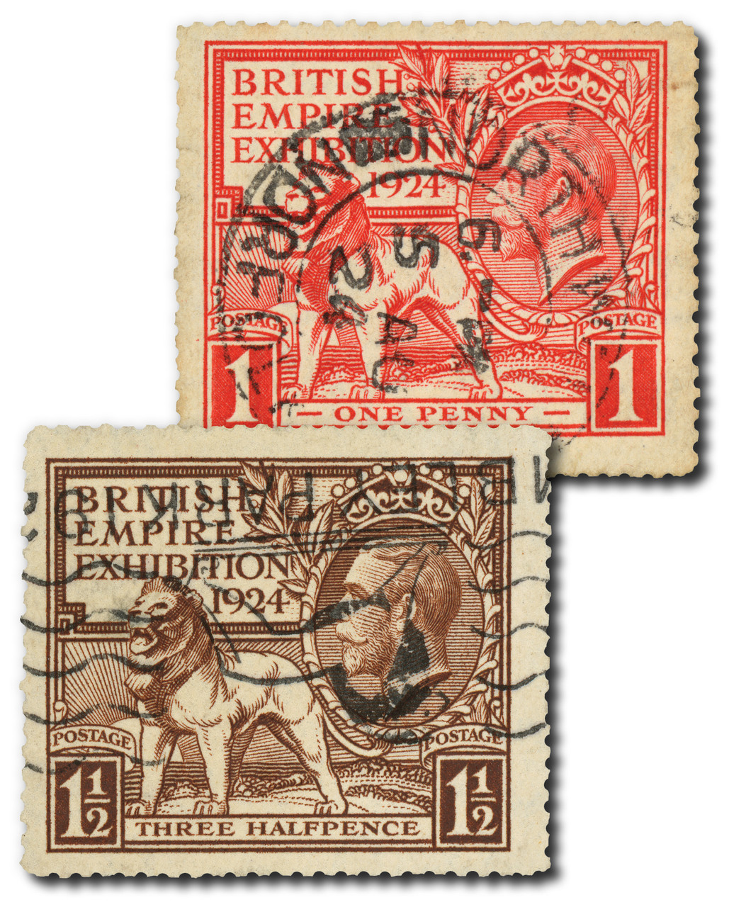 185-86 - 1924 Great Britain, British Empire Exhibition Issue, British Lion and King George V