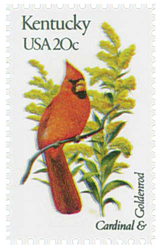 1969 - 1982 20c State Birds & Flowers: Kentucky - Mystic Stamp Company