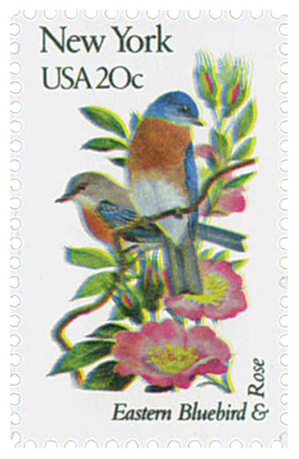 1984 - 1982 20c State Birds & Flowers: New York - Mystic Stamp Company