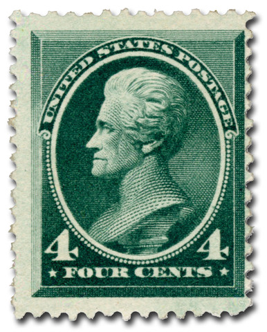 211 - 1883 4c Andrew Jackson, Blue Green, Soft Paper, Perf. 12