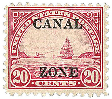 CZ92 - 1926 20c Golden Gate, Carmine Rose, Canal Zone Overprint