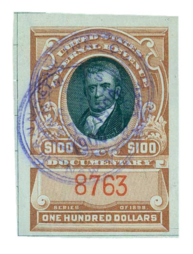 R179 - 1899 $100 John Marshall, Documentary, Yellow Brown & Black