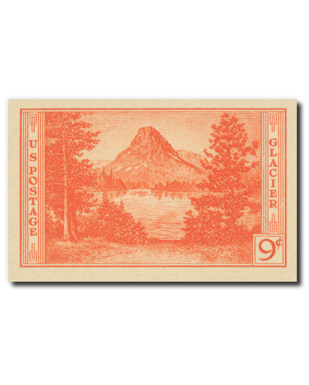 764 - 1935 9c Glacier National Park, Montana, Red Orange, Imperf.