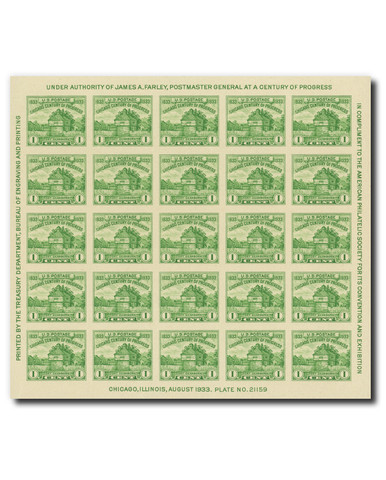 766 - 1935 1c Restoration of Fort Dearborn, Yellow Green, Souvenir