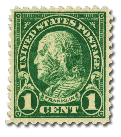 552 - 1923 1c Franklin, Deep Green, Perf. 11 - Mystic Stamp