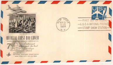 UC33 - 1958 7c Air Post Stamped Envelope, Silhouette of Jet Airliner ...