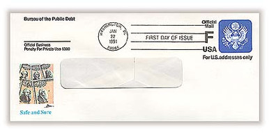UO83 - 1991 F (29c) Official Mail Stamped Envelope, Great Seal
