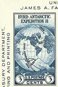 735a - 1934 3c Byrd Antarctic Expedition, Dark Blue, Single from