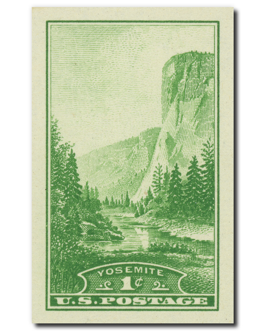 756 - 1935 1c Yosemite, California, Green, Imperf.