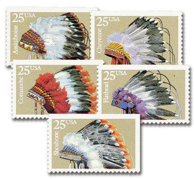 2501-05 - 1990 25c Headdresses - Mystic Stamp Company