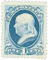 182 - 1879 1c Franklin, Dark Ultramarine, Soft Paper, Perf. 12  display picture 1