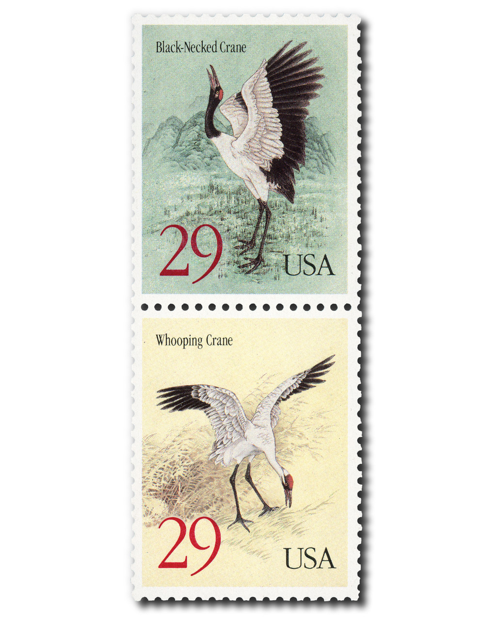 2867-68 - 1994 29c Black-Necked Crane & Whooping Crane - Mystic