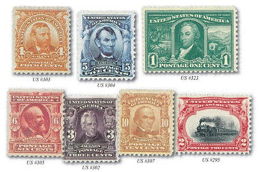 AI132 - 7 Classic US Postage Stamps - Mystic Stamp Company