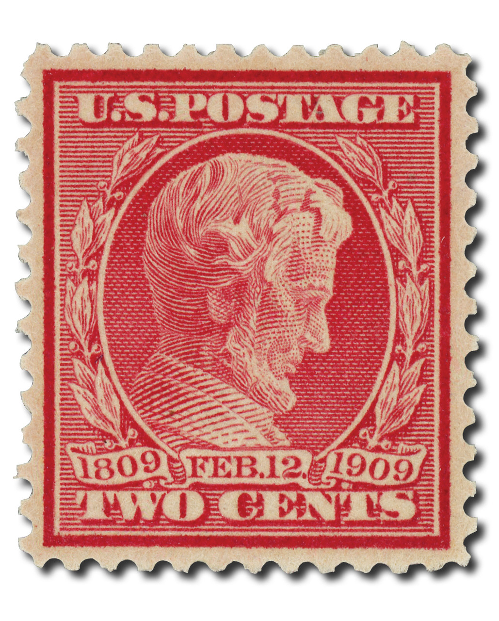 369 - 1909 2c Abraham Lincoln, Carmine, Bluish Paper, Perf. 12