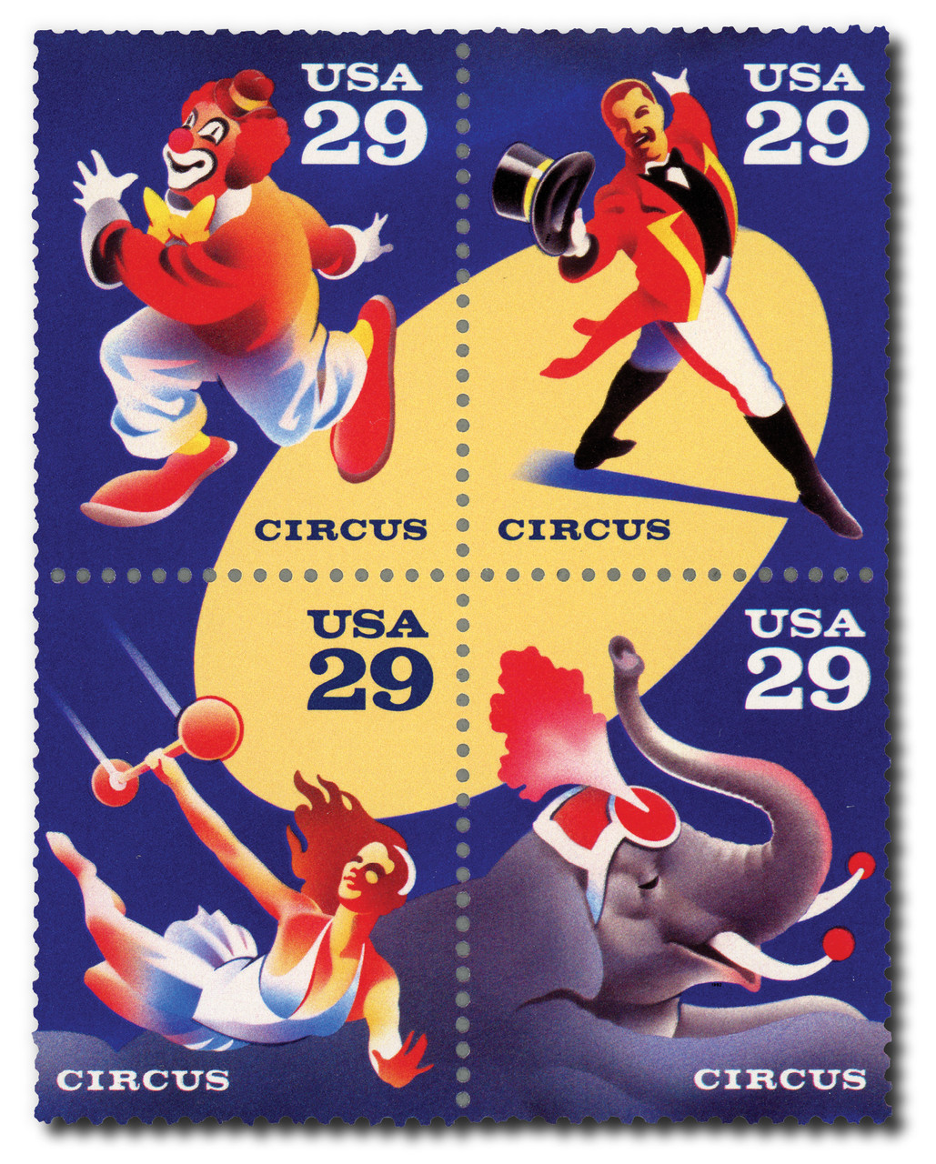 1993 Block of Four Circus Stamps